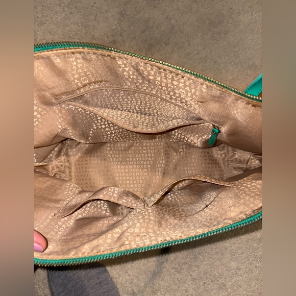 Kade Spade turquoise/sea foam blue shell Amazon exterior, preowned,still good. - Picture 3 of 5